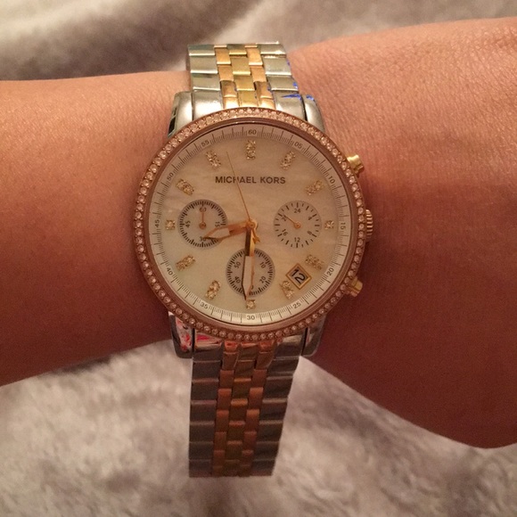 Michael Kors Tri-color multifaced rhinestone watch - Picture 1 of 8